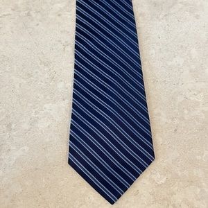Jones New York Striped Silk Tie Blue